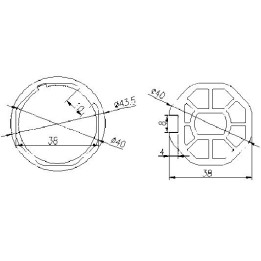 Adaptador AT00 Octogonal diam.38 para MT35