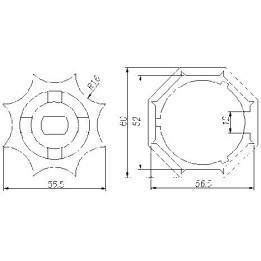 Adaptador AT14 Octogonal diam.57E para MT45 (estrella)