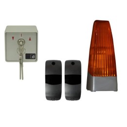 Fotocélula 15mts. Emisor-receptor + Lámpara destellos 230V. + Wallkey Key Switch